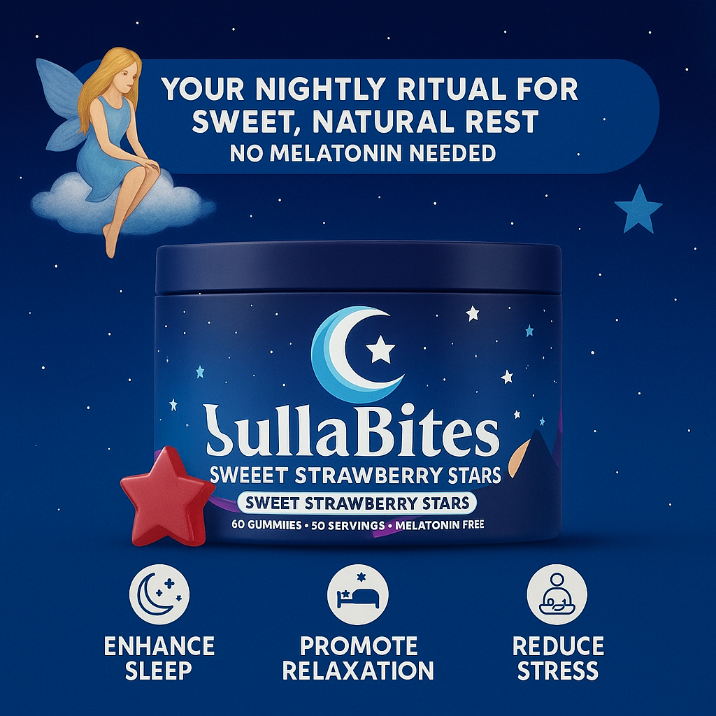 🌙 LullaBites Natural Sleep Gummies – Melatonin-Free, Vegan, Relaxation & Stress Relief Support